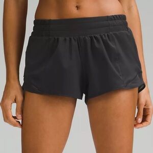 LULULEMON LINED HOTTY HOT LOW RISE BLACK SHORTS